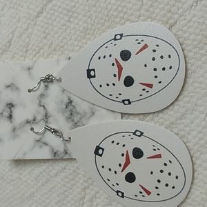 Halloween Horror Faux Leather Hypoallergenic earrings Jason